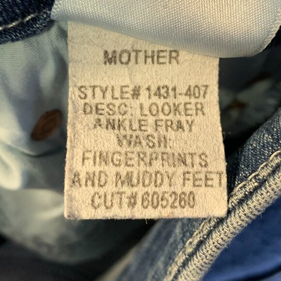 Mother Women's Looker Ankle Fray Jeans Size 26 Blue Boho Mid Rise Skinny Indie - Picture 9 of 10